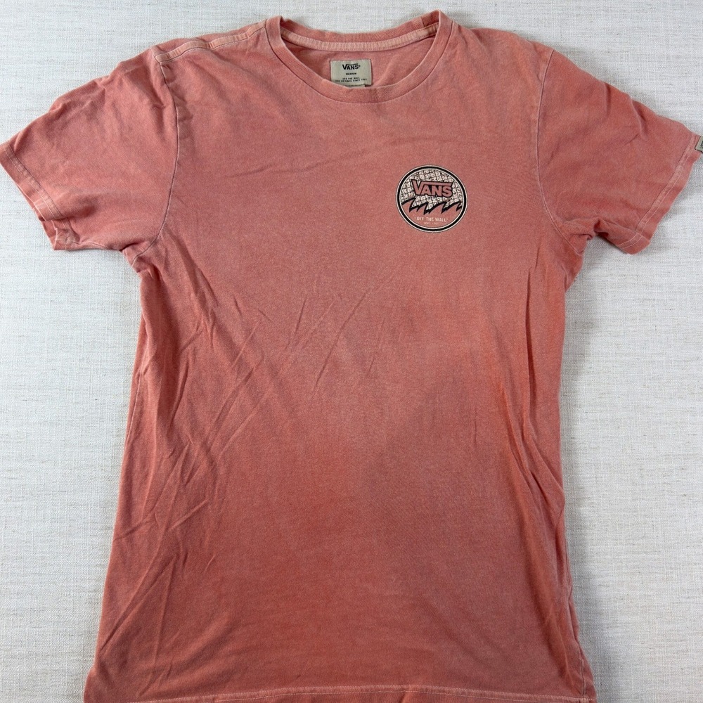 Vans Off The Wall Mens Medium Faded Red Graphic T-Shirt Short Sleeve Logo Tee